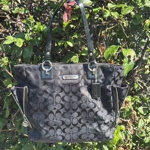 Coach black signature canvas tote